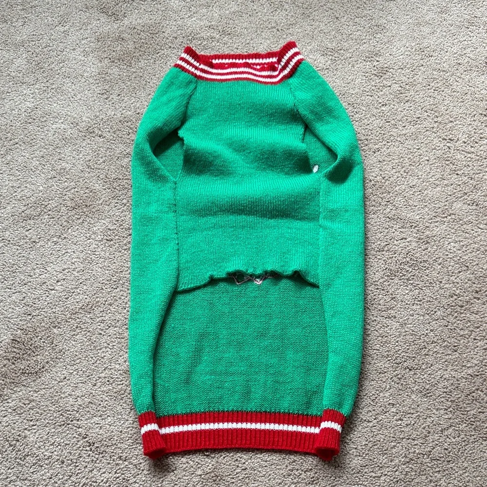 Festive Green Reindeer Dog/Pup Sweater XXL
